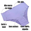 Kit 5 Calcinhas Cós Alto Sem Costura Corte a Laser