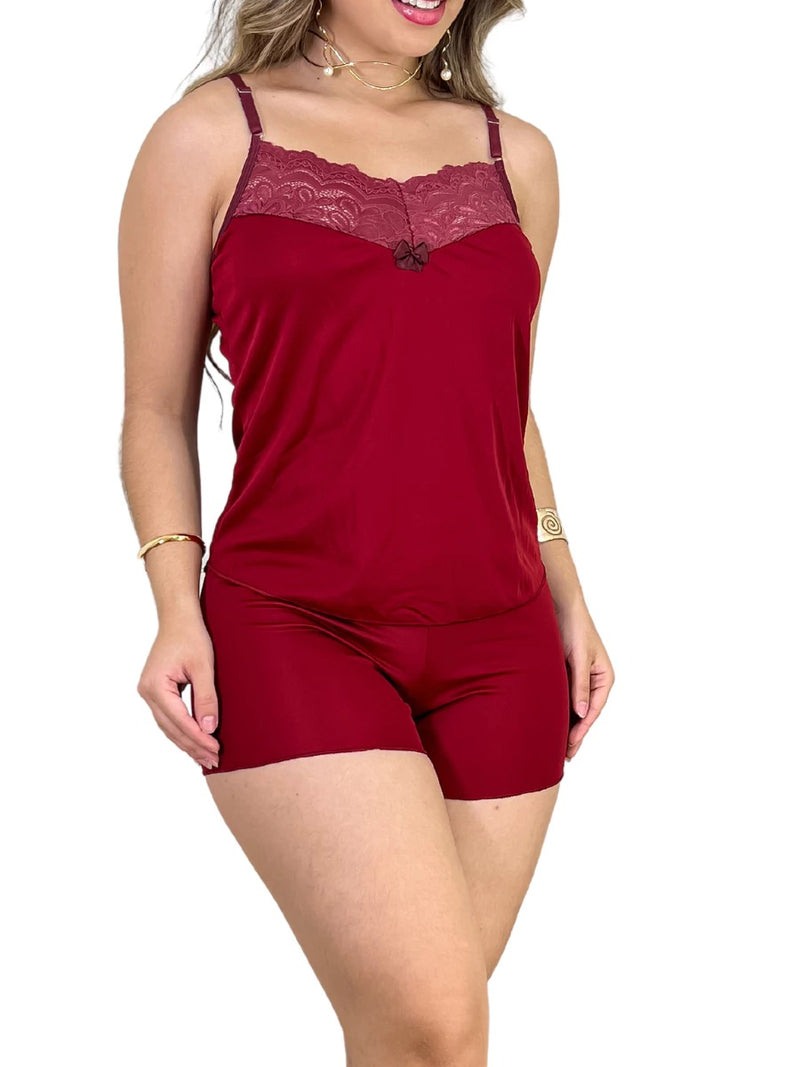 Pijama Baby Doll Sexy Premium Detalhe de Renda