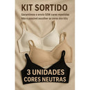 Kit Sutiã Poliamida Sem Costura Corte a Laser Com Bojo Removível e Alça Regulável - 3 Unidades