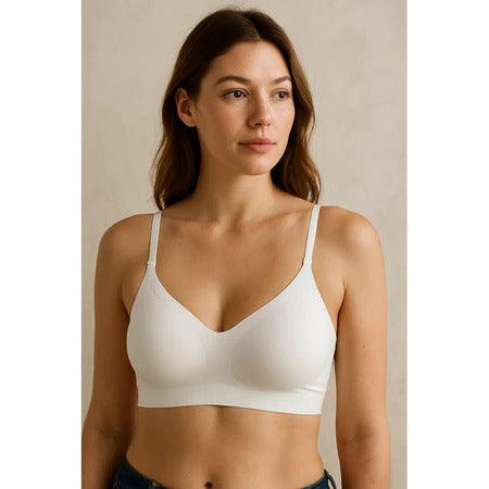 Kit Sutiã Poliamida Sem Costura Corte a Laser Com Bojo Removível e Alça Regulável - 3 Unidades