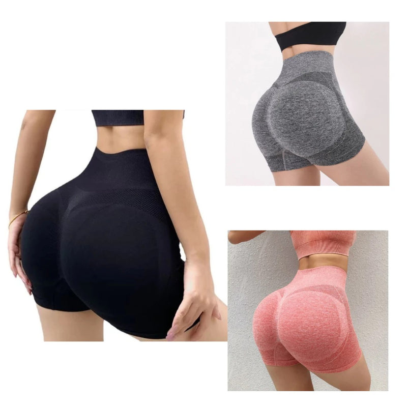 Shorts Academia Cintura Alta Empina o Bumbum - 3 Unidades