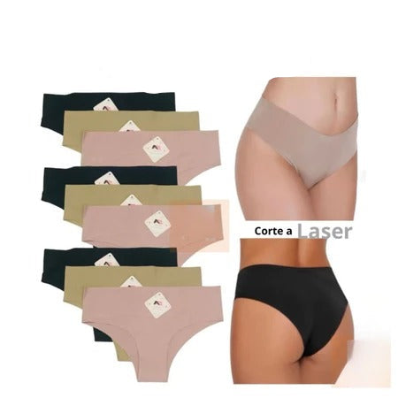 Kit 12 Calcinhas Tanga Cós Alto Sem Costura