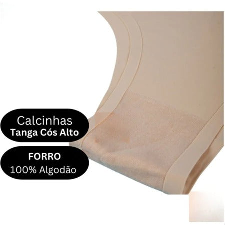 Kit 12 Calcinhas Tanga Cós Alto Sem Costura